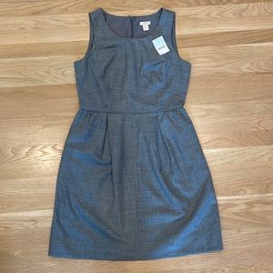 New pleated wool flannel shift dress, size 2, NWT